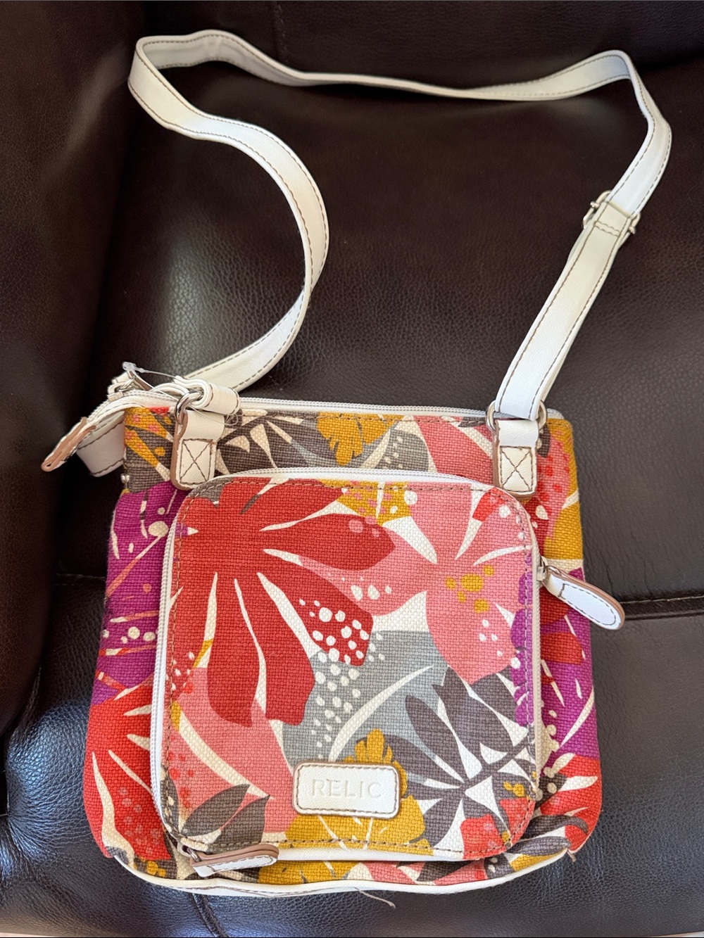 Relic Colorful Floral Crossbody with White Strap